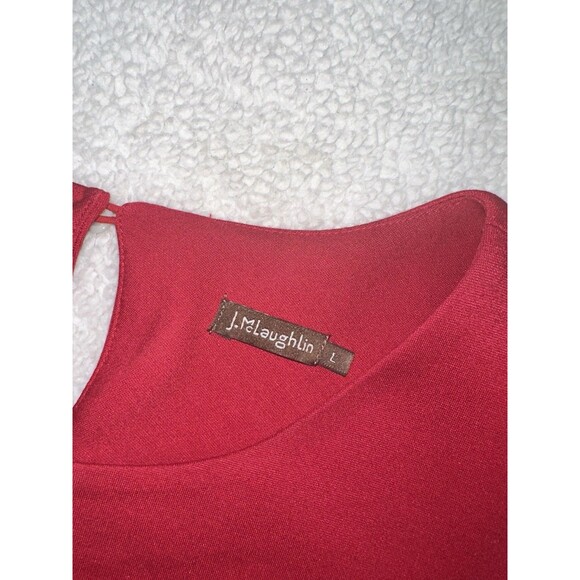 J McLaughlin Women Dress Size L Red Catalina Cloth Bell Sleeve Holiday Career - Picture 5 of 9